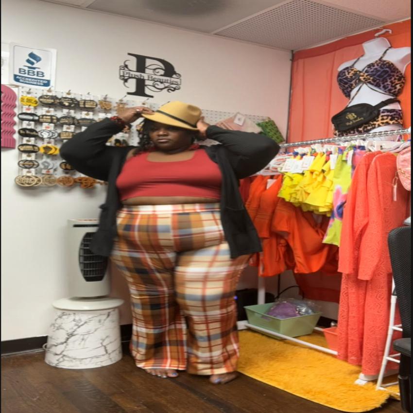 Plaid Wide-Leg Pants