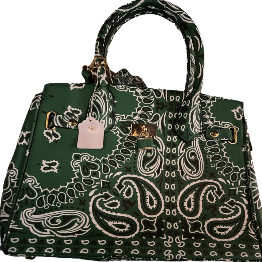 plush beauties boutique, Bags, Green Bandana Print Purse