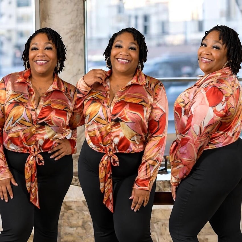 Vibrant Floral Satin Tie-Front Top