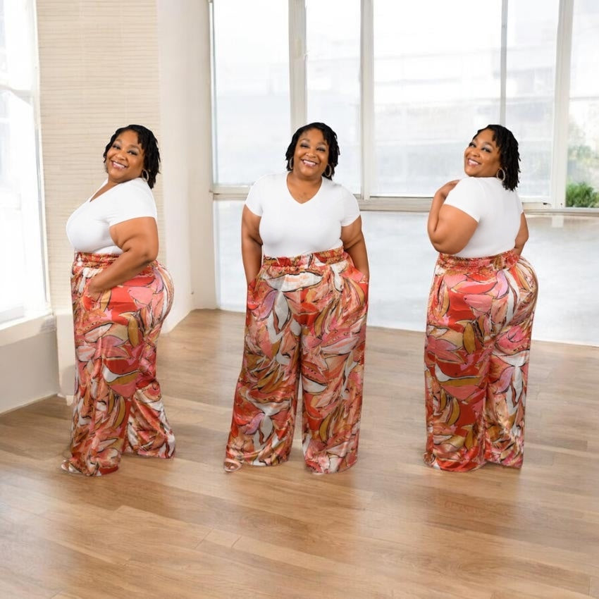 Abstract Print Wide-Leg Pants