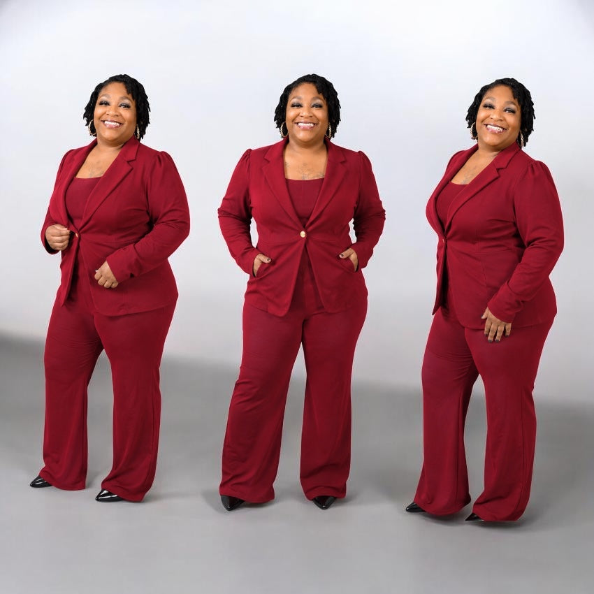 Burgundy Power Suit Set