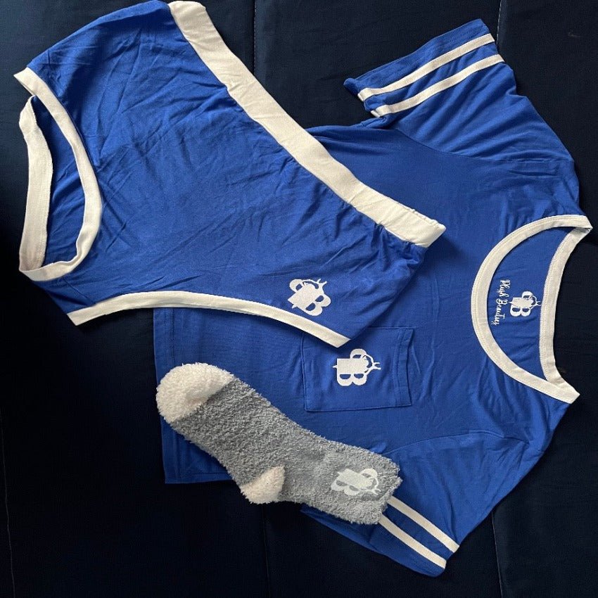 Blue Crop Top & Shorts Lounge Set