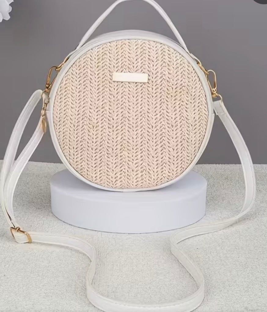 Round Raffia Crossbody Bag