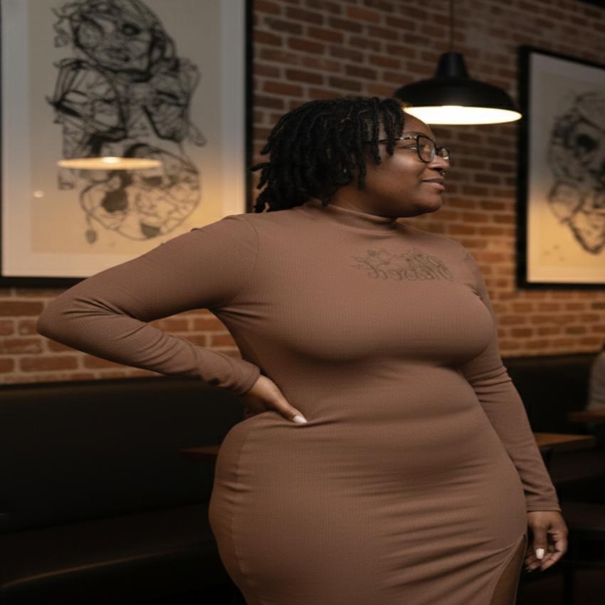 Side slit dress(brown)