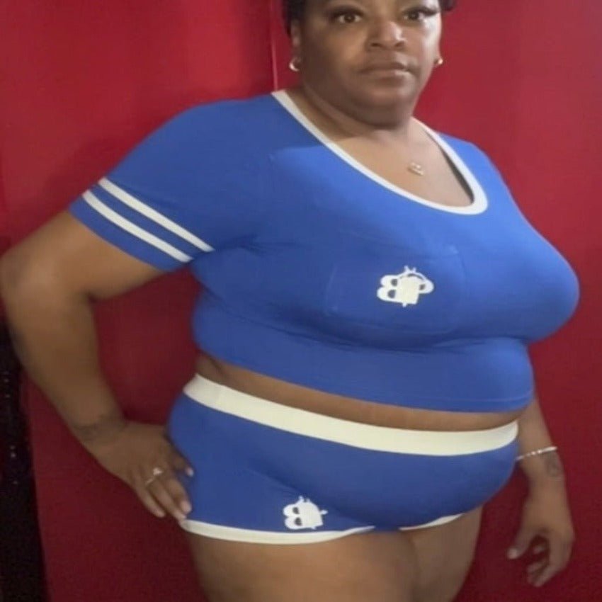 Blue Crop Top & Shorts Lounge Set