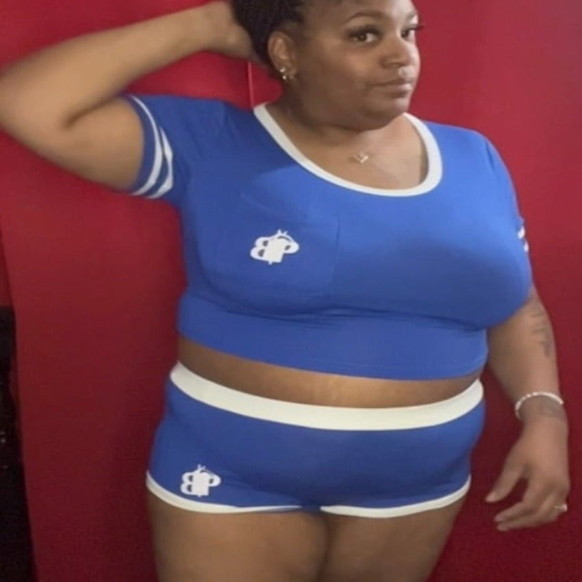 Blue Crop Top & Shorts Lounge Set