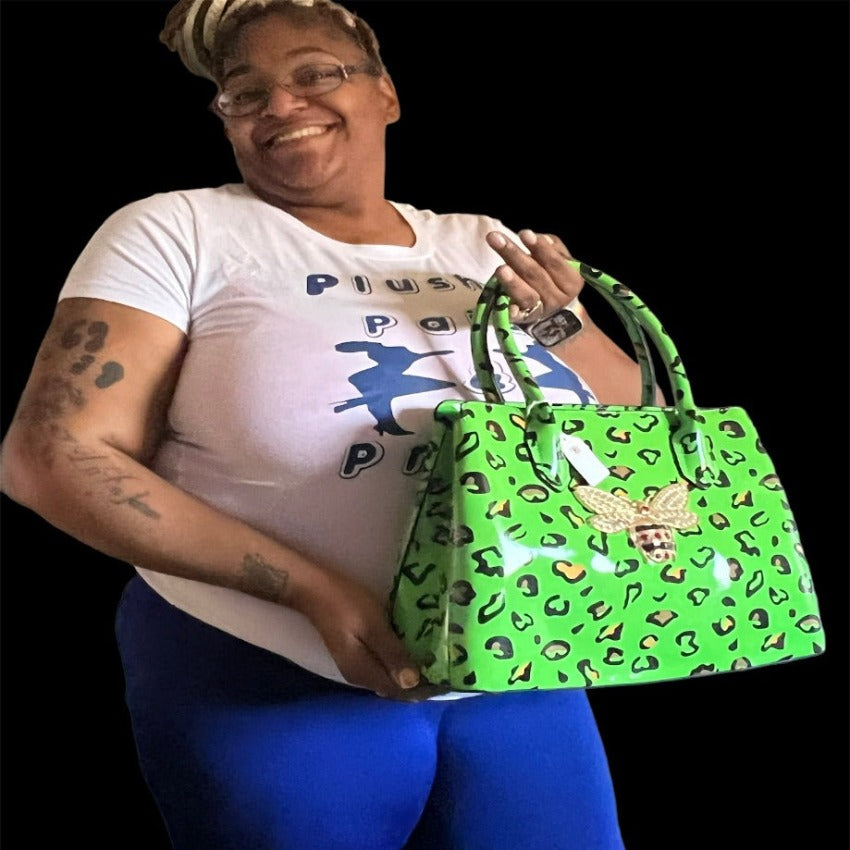 Green Bold Leopard Tote