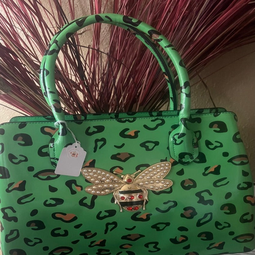 Green Bold Leopard Tote