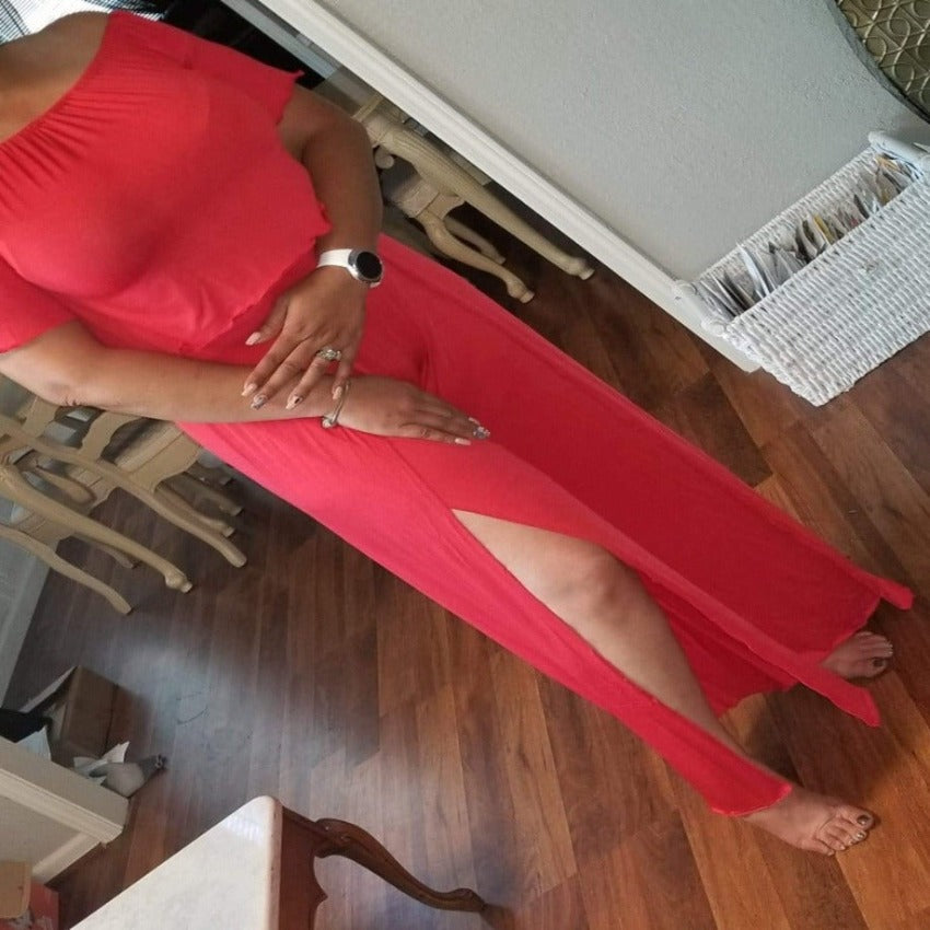 Off the Shoulder Top w/ Wide-Leg Pants Sets